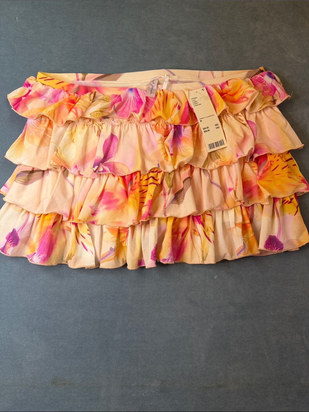 Urban Outfitters Tiered Floral Ruffle Mini Skirt - Pink & Yellow NWT